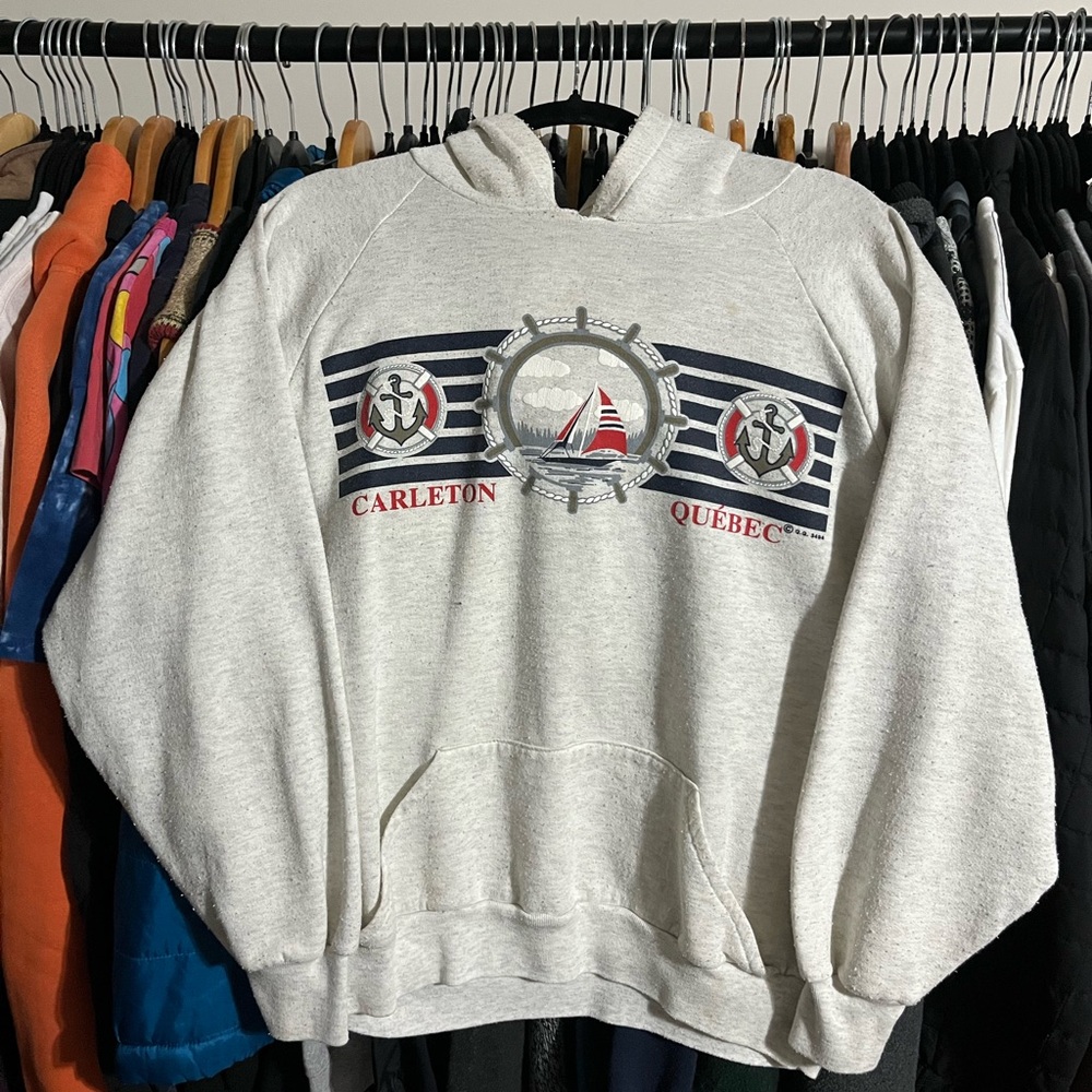 90s Gray Carleton Quebec Hoodie